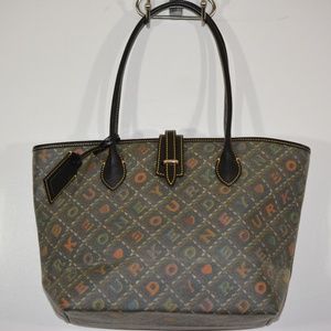 Dooney And Bourke Black Green Medium Cindy Tote